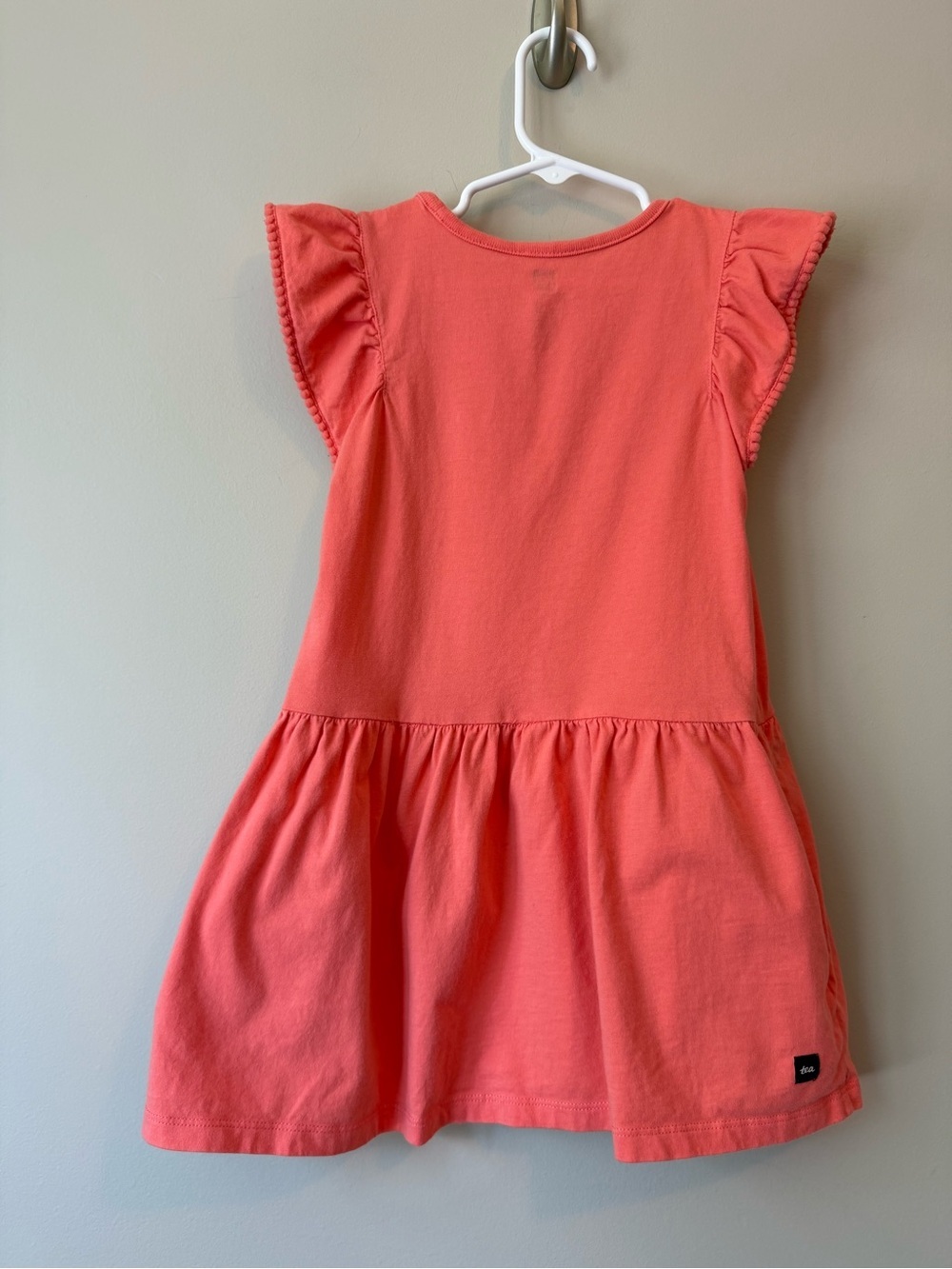 Tea Collection Flutter Sleeve Dress Size 4 | Coral Pink | Drop Waist VGUC - Picture 2 of 2